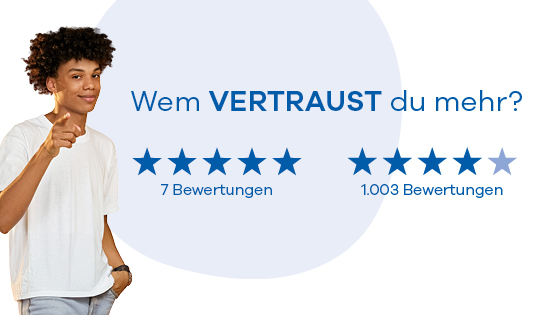 text wem vertraust du mehr mit verschiedenen sternebewertungen