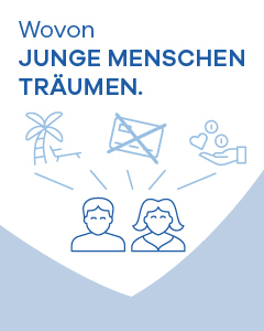 Bei jungen Erwachsenen steht das schuldenfreie Leben auf Platz eins (43 %) der Top-Zukunftswünsche.. Überdurchschnittlich häufig träumen sie aber auch von genügend Geld, um die Familie unterstützen zu können (36 %). Urlaube und Reisen stehen ebenfalls hoch im Kurs (35 %).