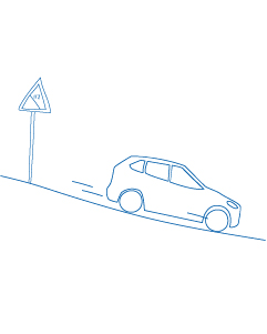 Illustration Auto parkt bei starkem Gefälle der Straße