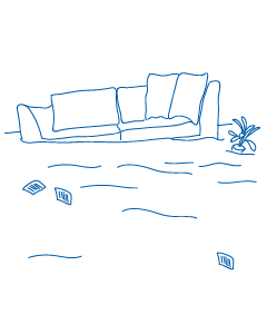 Illustration Hochwasser im Wohnzimmer