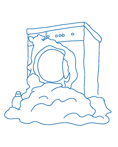 Illustration undichte Waschmaschine